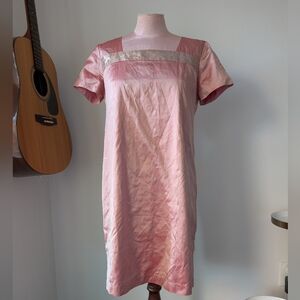 Mimi Indian Silk Shift Dress S Half Sleeves Iridescent